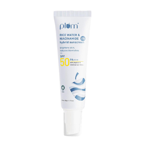 Plum Rice Water & Niacinamide 2% Hybrid Sunscreen SPF 50 PA+++ 50g